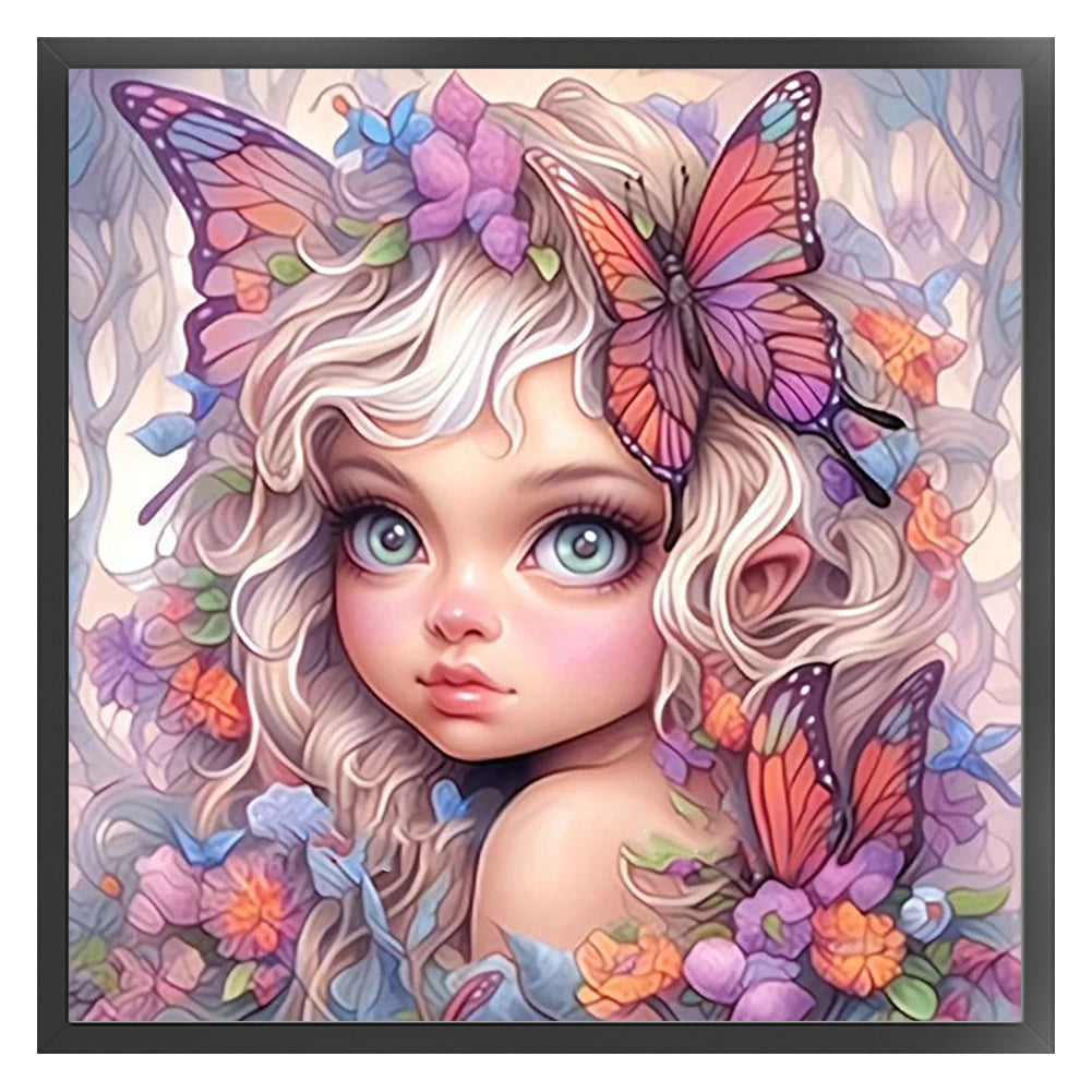 Butterfly Girl - 14CT Stamped Cross Stitch 50*50CM