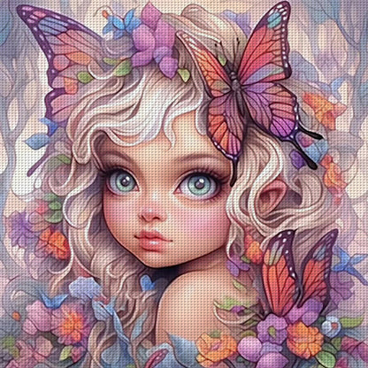 Butterfly Girl - 14CT Stamped Cross Stitch 50*50CM