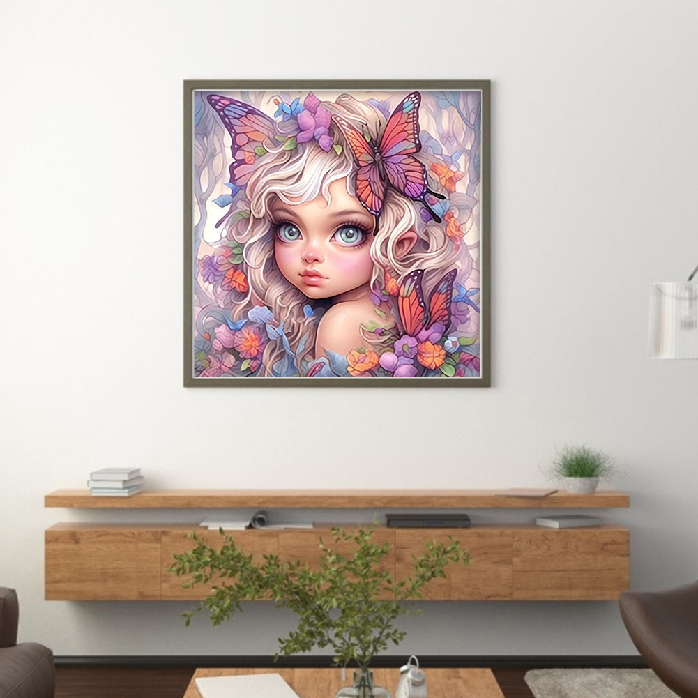 Butterfly Girl - 14CT Stamped Cross Stitch 50*50CM