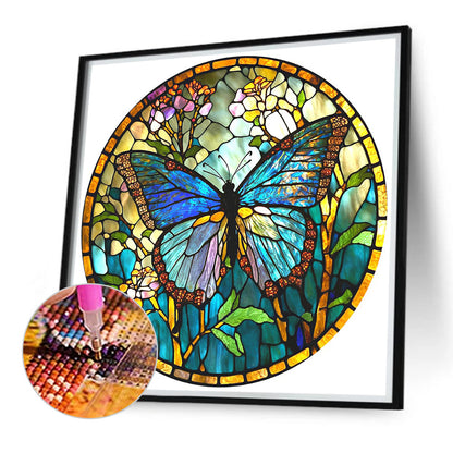 Glass Painting Style Butterfly - Full Round Drill Diamond Painting 40*40CM