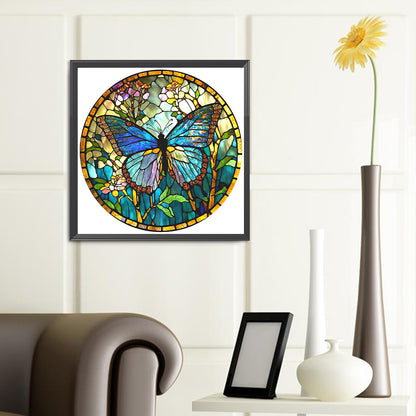 Glass Painting Style Butterfly - Full Round Drill Diamond Painting 40*40CM