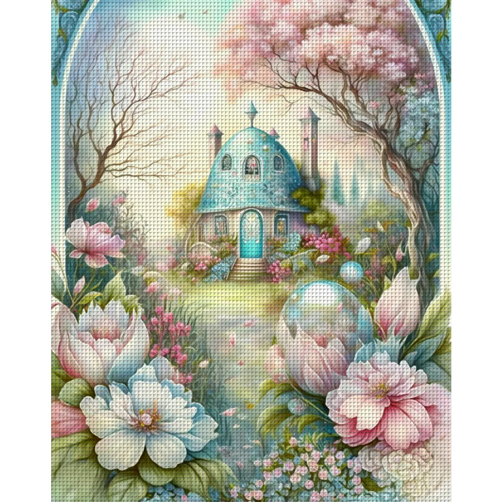 Flower Castle - 16CT Stamped Cross Stitch 50*60CM