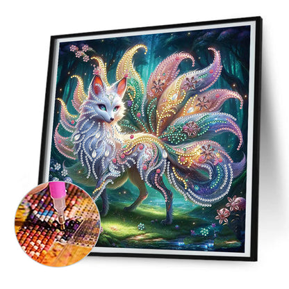 Colorful Tail Fox - Special Shaped Drill Diamond Painting 30*30CM