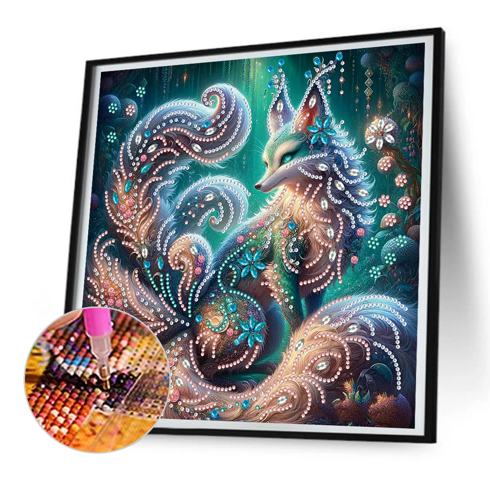 Green Eyed Fox - Special Shaped Drill Diamond Painting 30*30CM