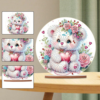 Special Shaped Bear Diamond Painting Tabletop Kit Home Office Decor (White Bear)