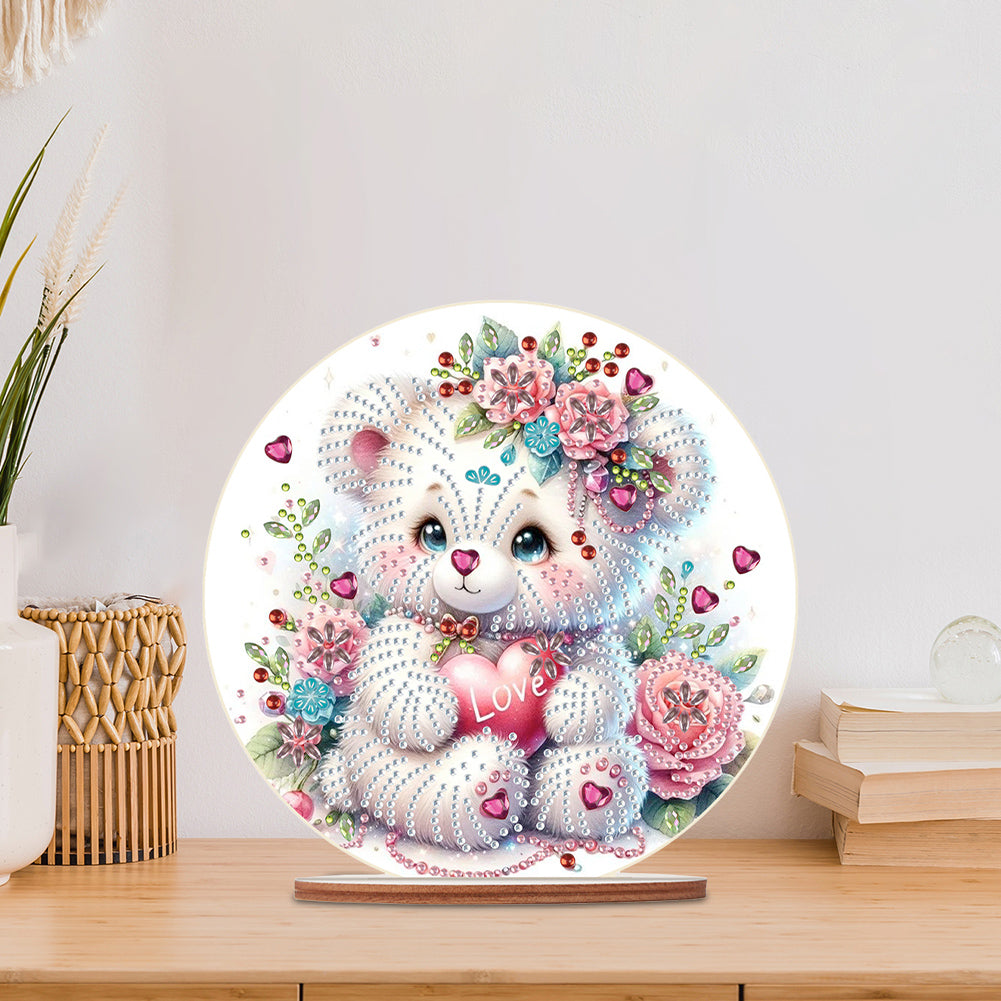 Special Shaped Bear Diamond Painting Tabletop Kit Home Office Decor (White Bear)