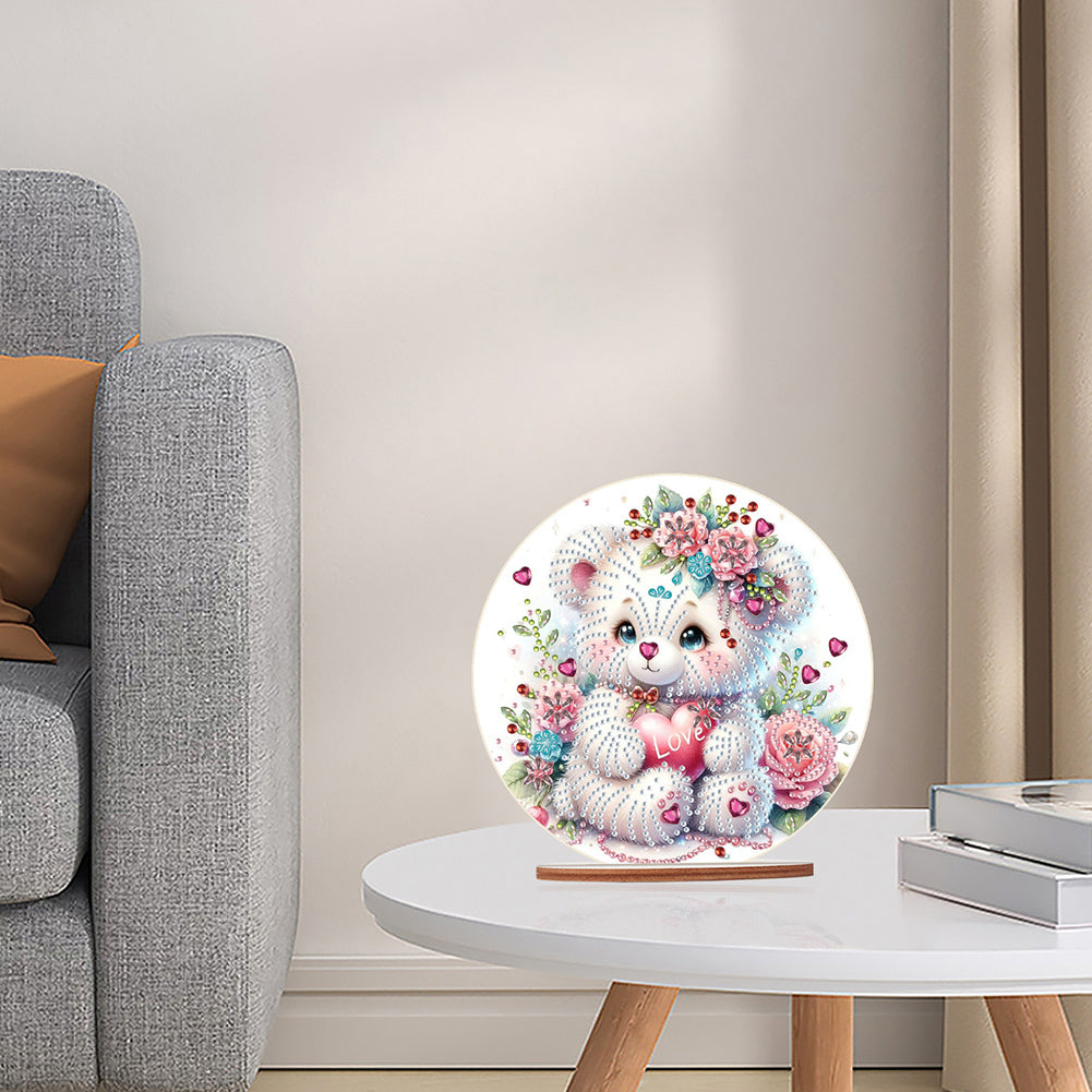 Special Shaped Bear Diamond Painting Tabletop Kit Home Office Decor (White Bear)