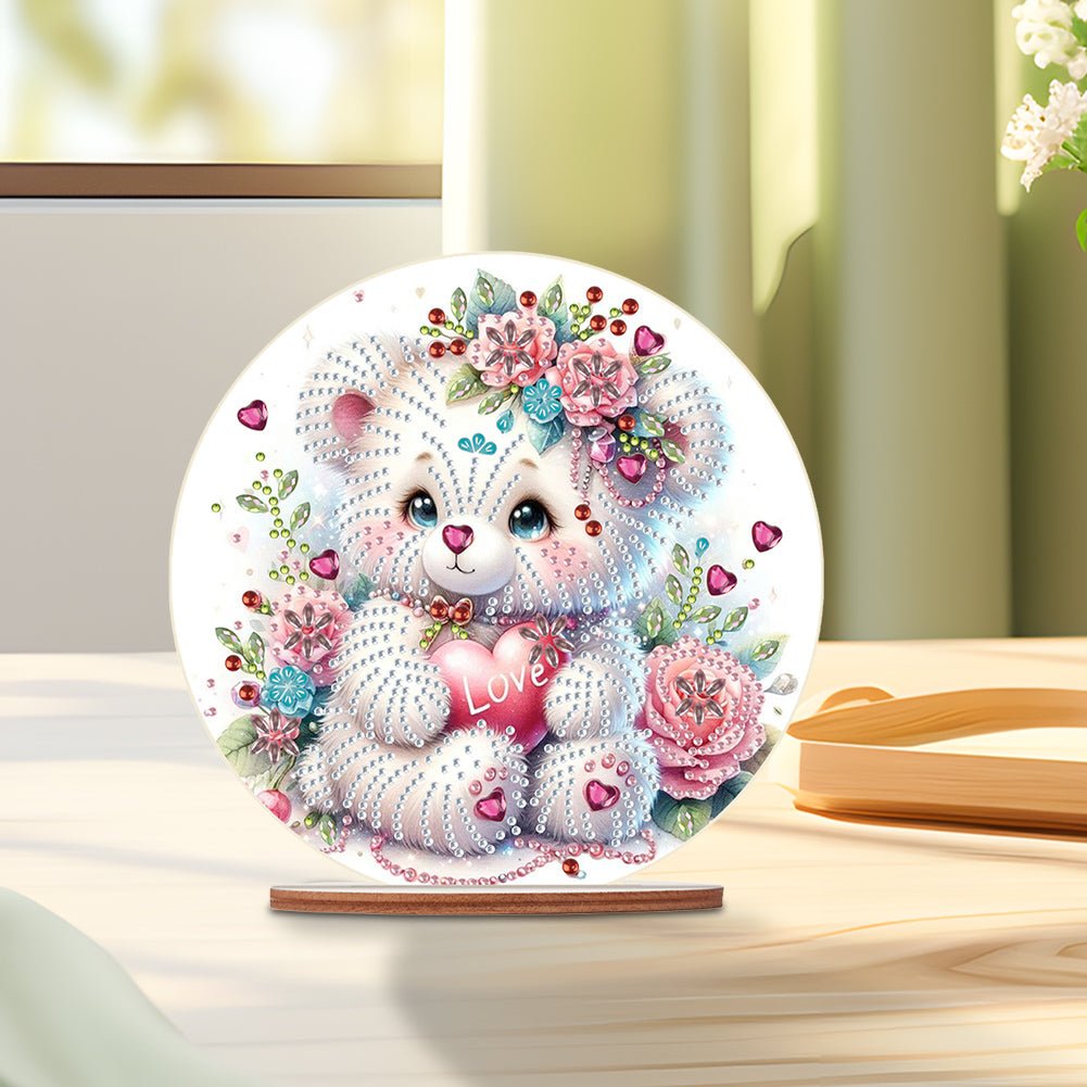 Special Shaped Bear Diamond Painting Tabletop Kit Home Office Decor (White Bear)