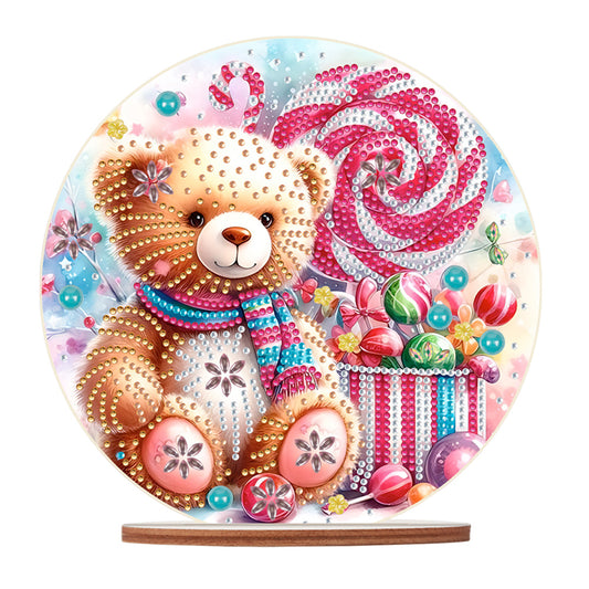 Special Shaped Bear Diamond Painting Tabletop Kit Home Office Decor (Candy Bear)