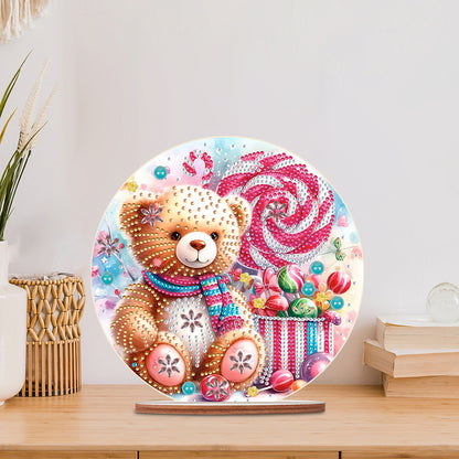 Special Shaped Bear Diamond Painting Tabletop Kit Home Office Decor (Candy Bear)