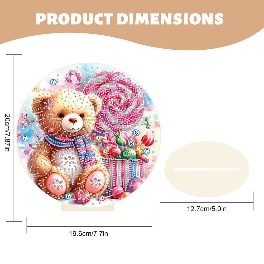 Special Shaped Bear Diamond Painting Tabletop Kit Home Office Decor (Candy Bear)