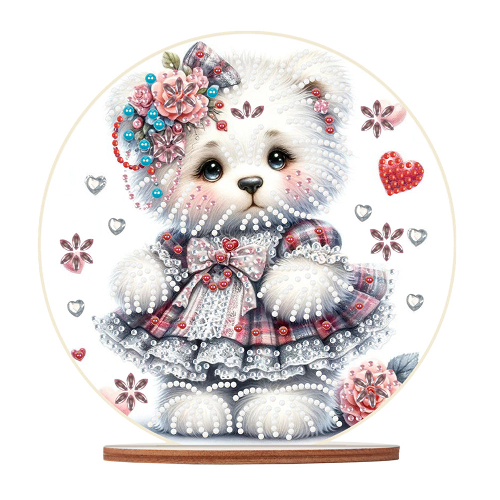 Special Shaped Bear Diamond Painting Tabletop Kit Office Decor (Bear in Dress)