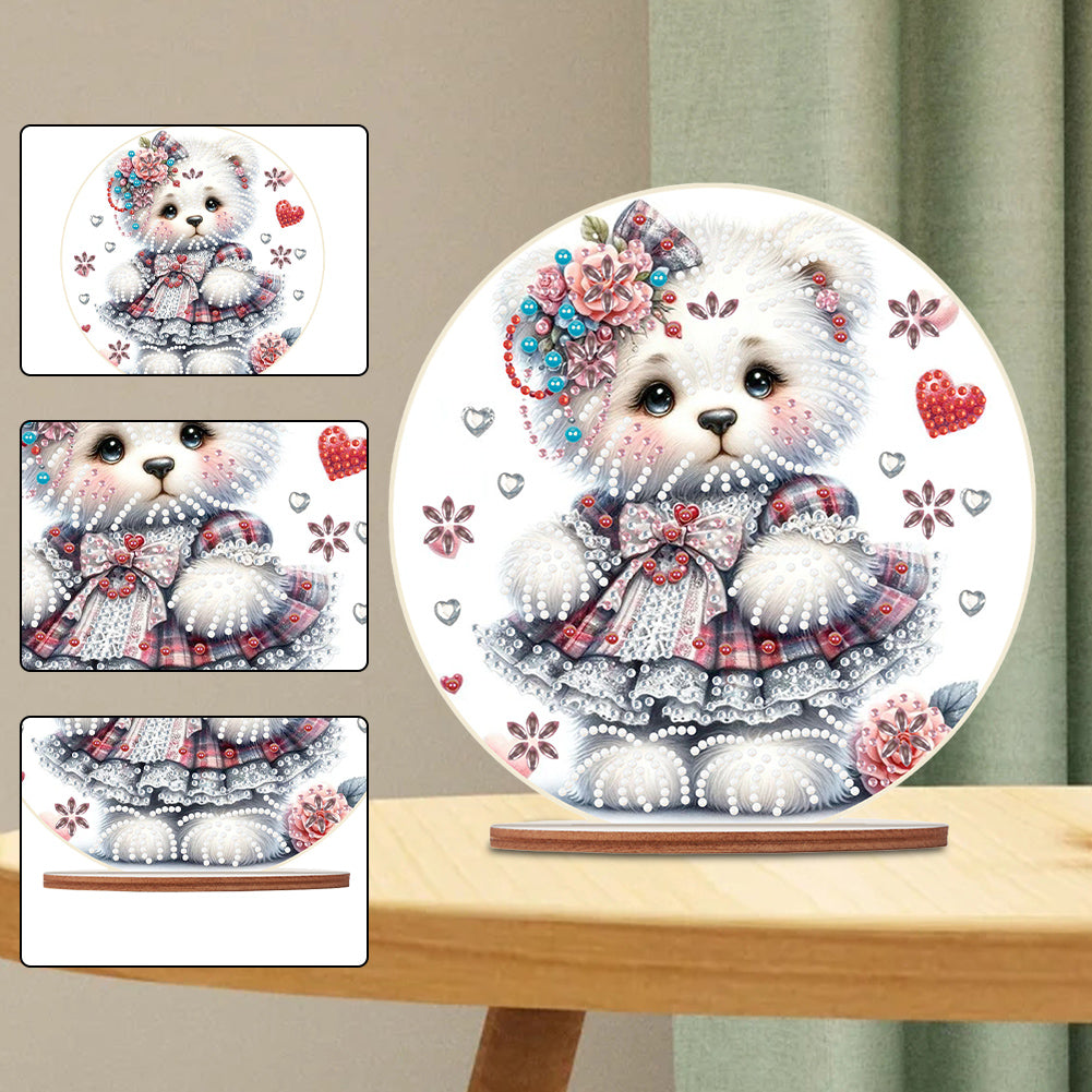 Special Shaped Bear Diamond Painting Tabletop Kit Office Decor (Bear in Dress)