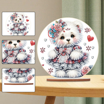 Special Shaped Bear Diamond Painting Tabletop Kit Office Decor (Bear in Dress)