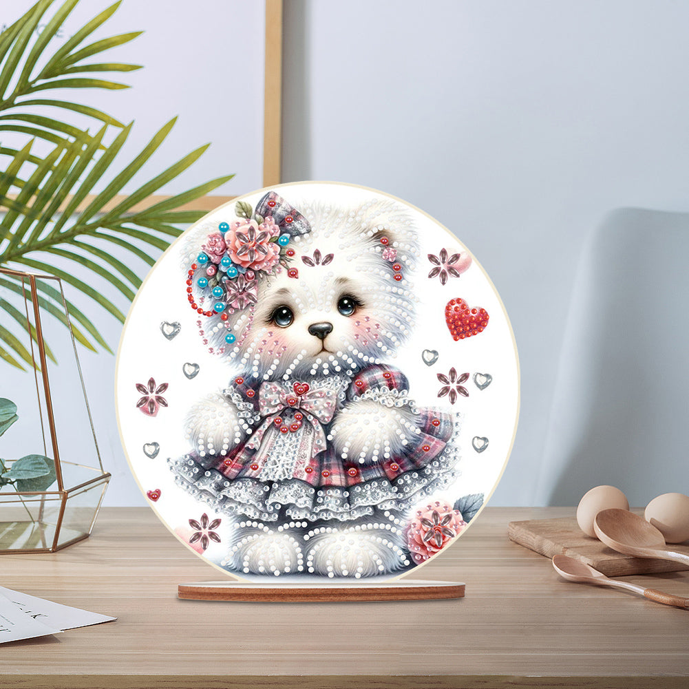 Special Shaped Bear Diamond Painting Tabletop Kit Office Decor (Bear in Dress)