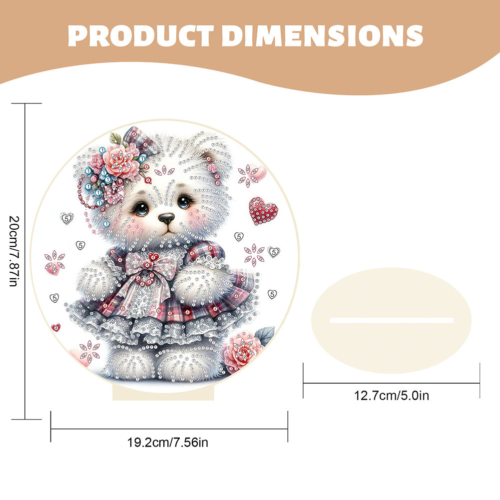 Special Shaped Bear Diamond Painting Tabletop Kit Office Decor (Bear in Dress)
