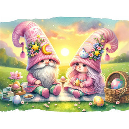 Easter Gnomes Picnic - Full AB Round Drill Diamond Painting 40*30CM