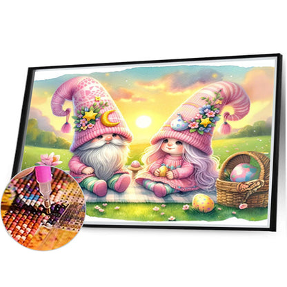 Easter Gnomes Picnic - Full AB Round Drill Diamond Painting 40*30CM