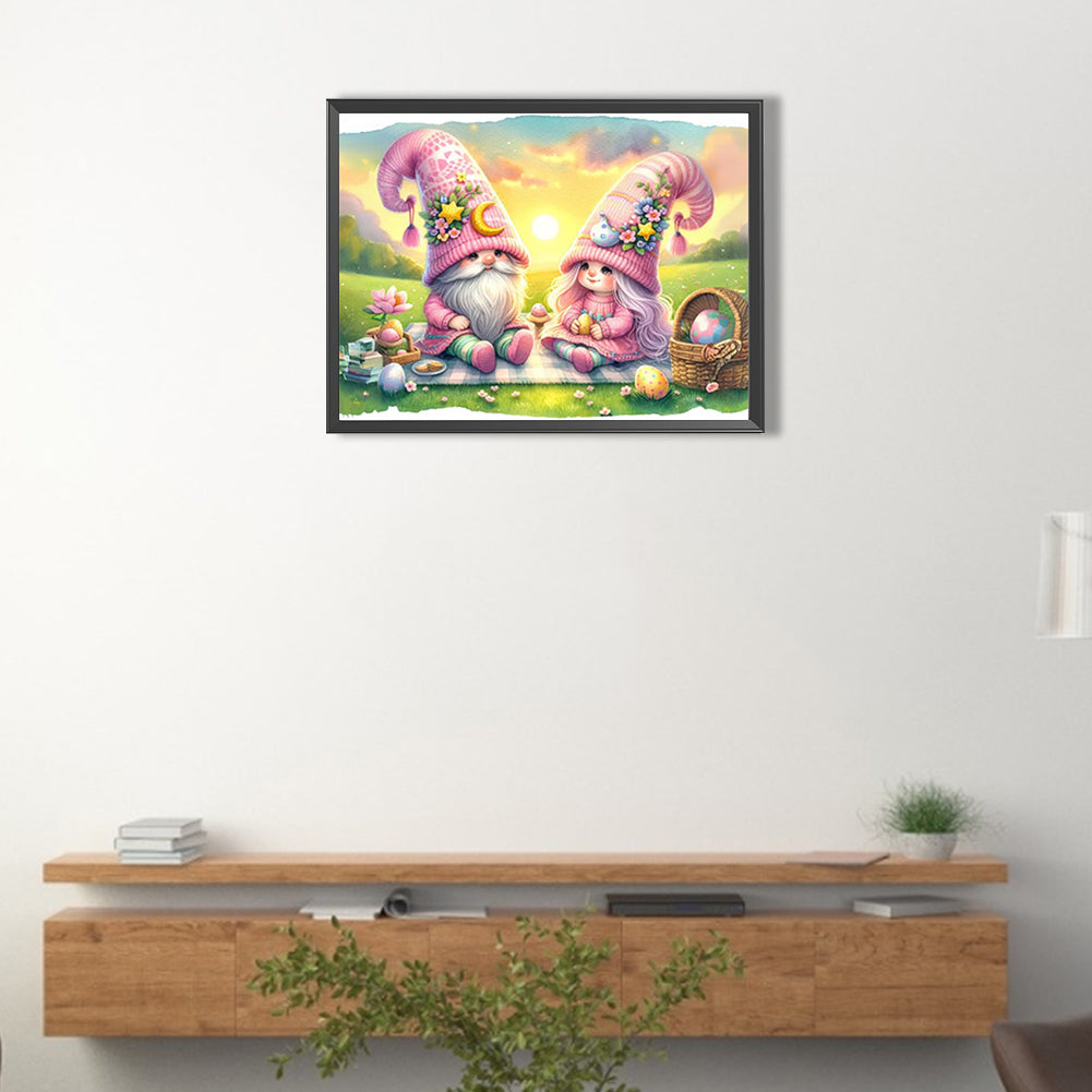 Easter Gnomes Picnic - Full AB Round Drill Diamond Painting 40*30CM