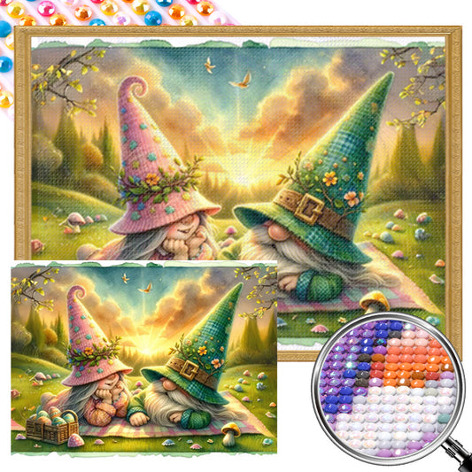 Easter Gnome Chat - Full AB Round Drill Diamond Painting 40*30CM