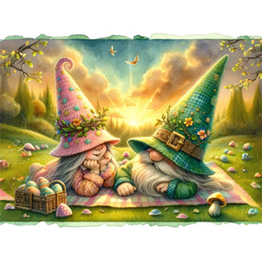 Easter Gnome Chat - Full AB Round Drill Diamond Painting 40*30CM