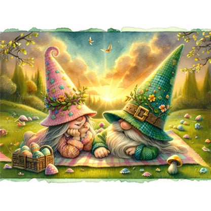 Easter Gnome Chat - Full AB Round Drill Diamond Painting 40*30CM