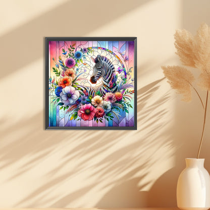 Flower Zebra - Full Round Drill Diamond Painting 30*30CM