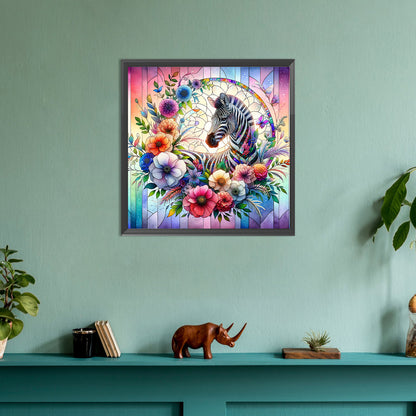 Flower Zebra - Full Round Drill Diamond Painting 30*30CM