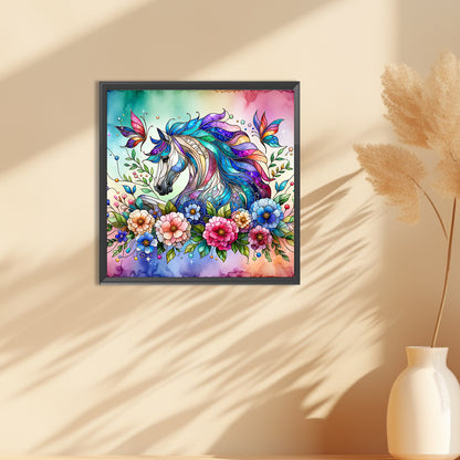 Flower Unicorn - Full Round Drill Diamond Painting 30*30CM