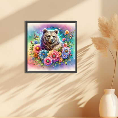 Flower Bear - Full Round Drill Diamond Painting 30*30CM