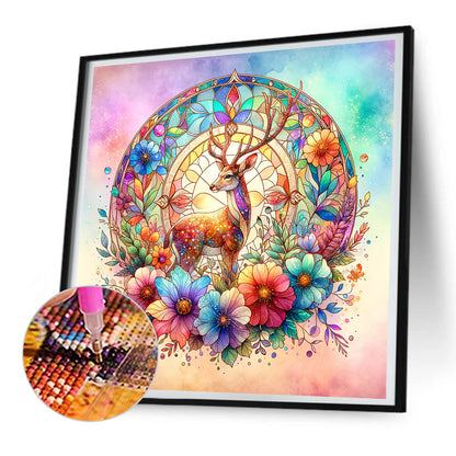 Flower Elk - Full Round Drill Diamond Painting 30*30CM