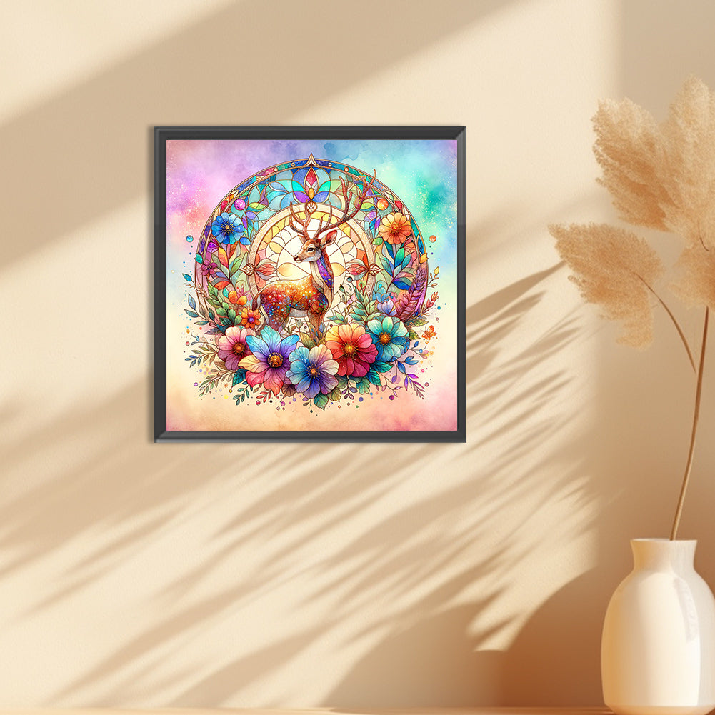 Flower Elk - Full Round Drill Diamond Painting 30*30CM