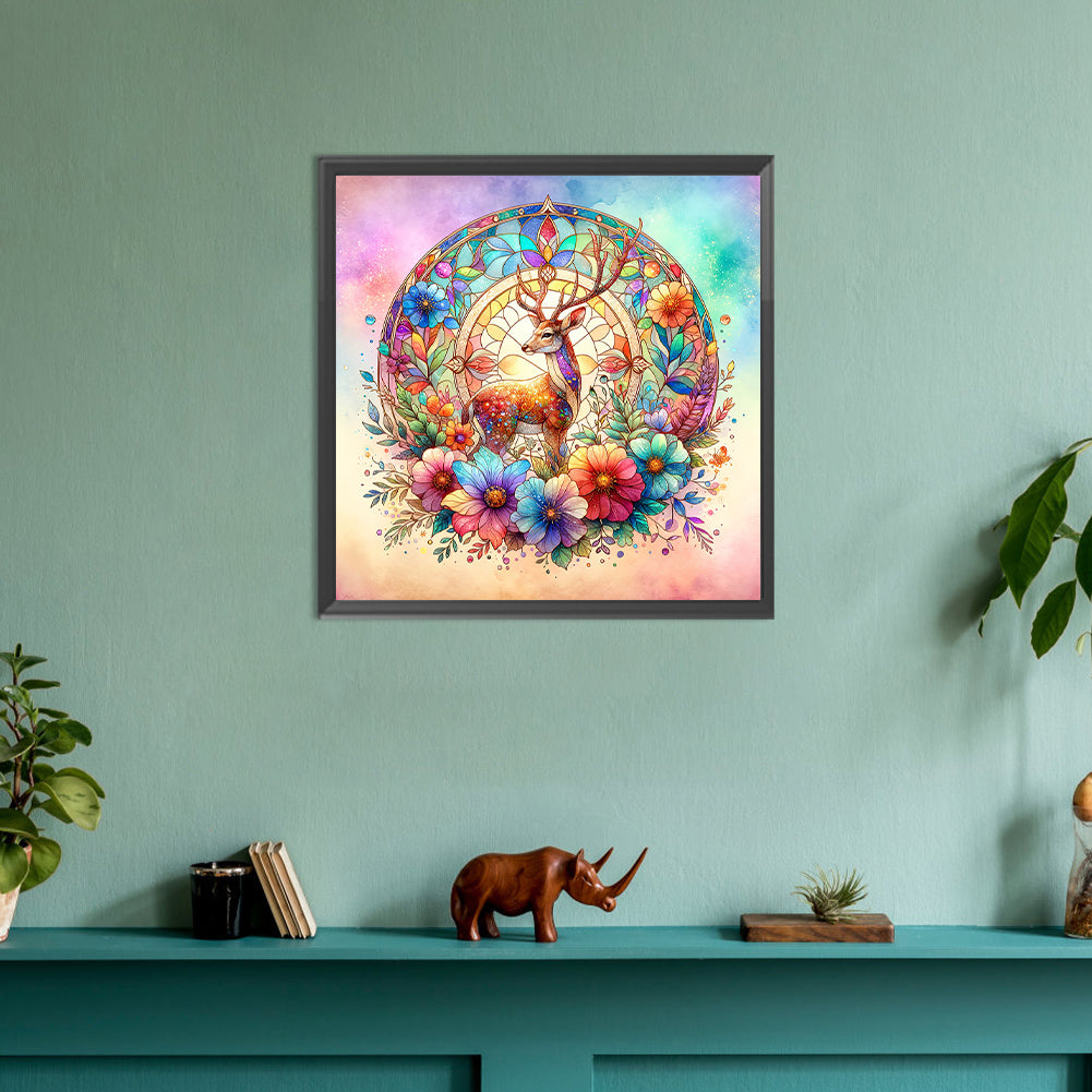 Flower Elk - Full Round Drill Diamond Painting 30*30CM