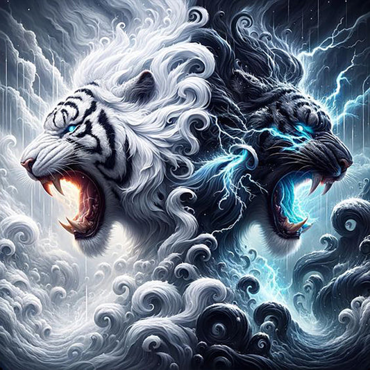 Black And White Cloud Mythical Beast - Full Round Drill Diamond Painting 30*30CM