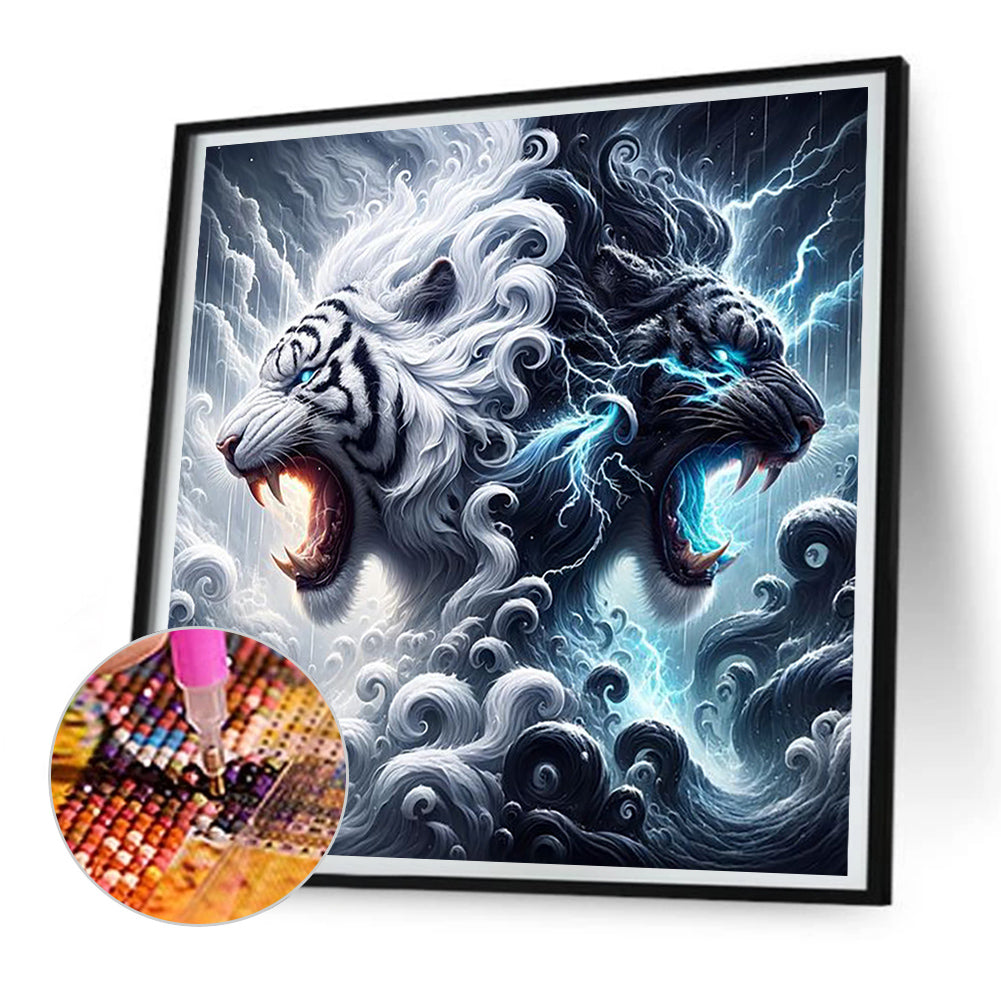 Black And White Cloud Mythical Beast - Full Round Drill Diamond Painting 30*30CM