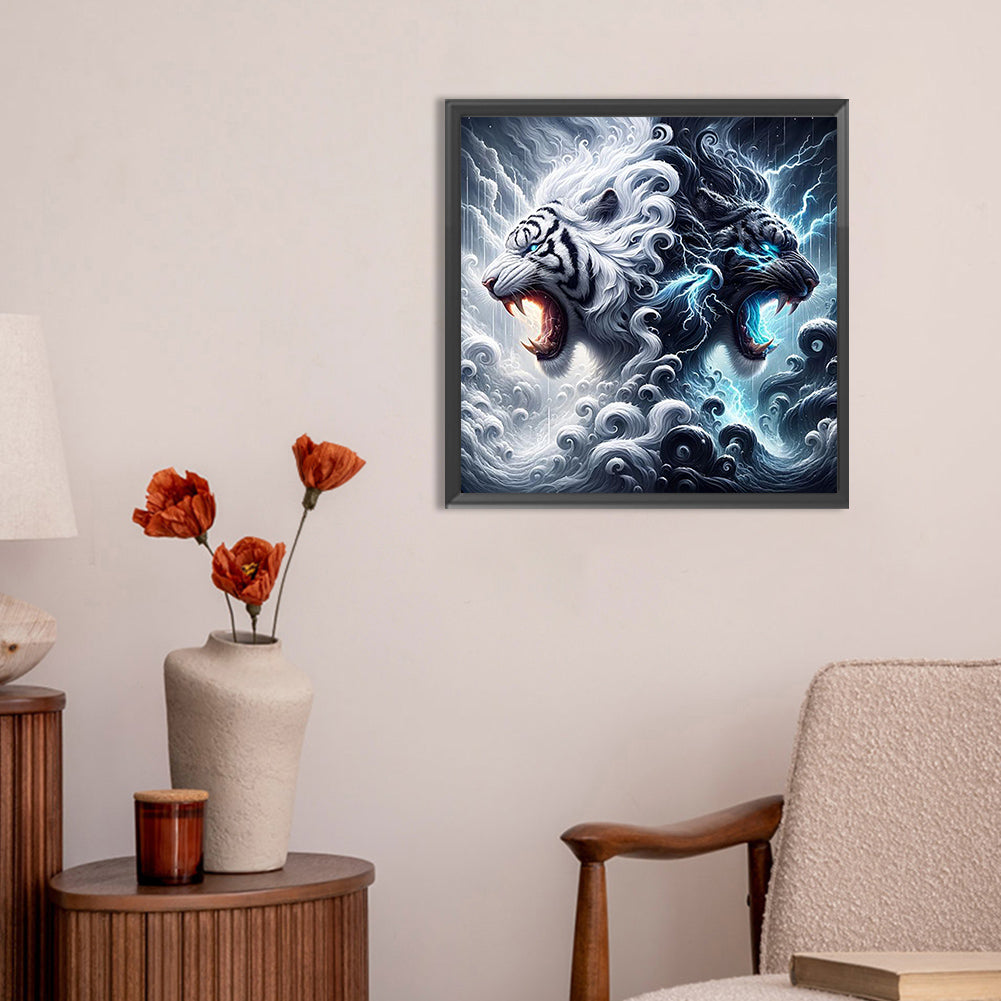 Black And White Cloud Mythical Beast - Full Round Drill Diamond Painting 30*30CM