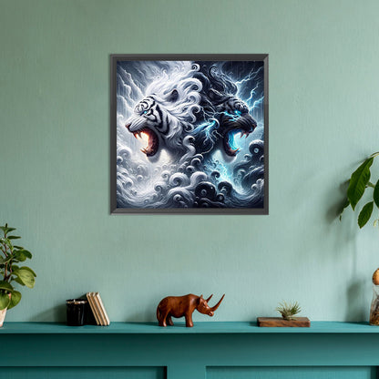 Black And White Cloud Mythical Beast - Full Round Drill Diamond Painting 30*30CM