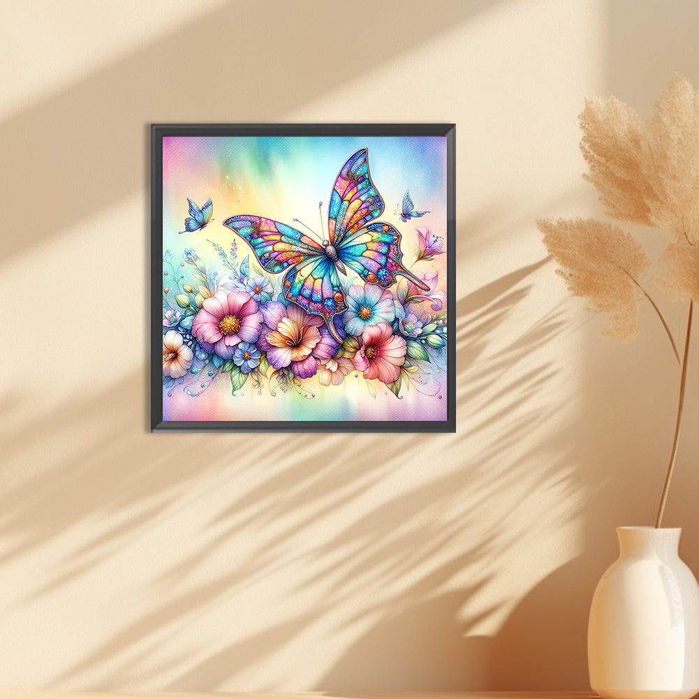 Flowers Butterflies - Full Round Drill Diamond Painting 30*30CM