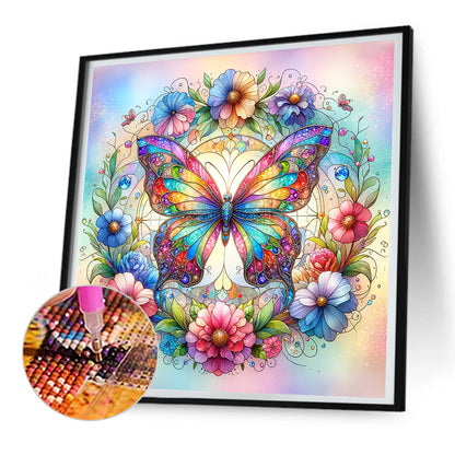 Flowers Butterflies - Full Round Drill Diamond Painting 30*30CM