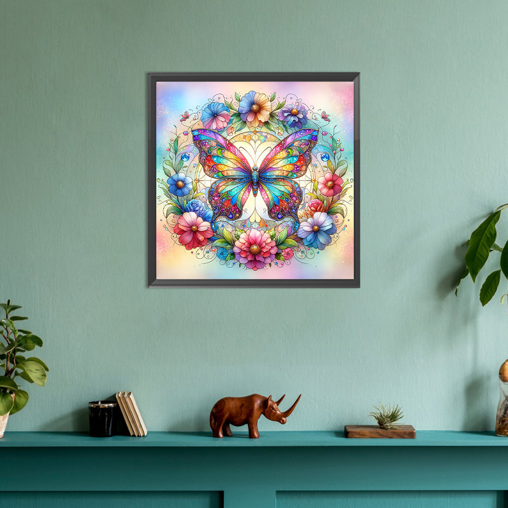 Flowers Butterflies - Full Round Drill Diamond Painting 30*30CM