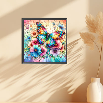 Flowers Butterflies - Full Round Drill Diamond Painting 30*30CM