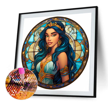 Glass Painting Disney Princess-Princess Jasmine - Full AB Round Drill Diamond Painting 40*40CM