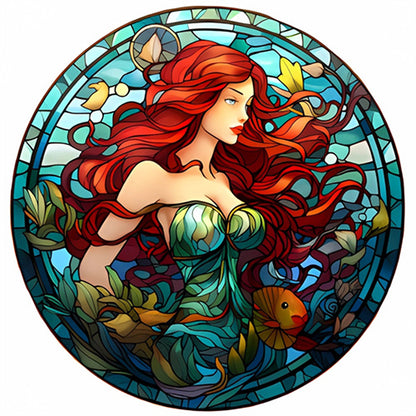 Glass Painting Disney Princess-Mermaid Princess - Full AB Round Drill Diamond Painting 40*40CM