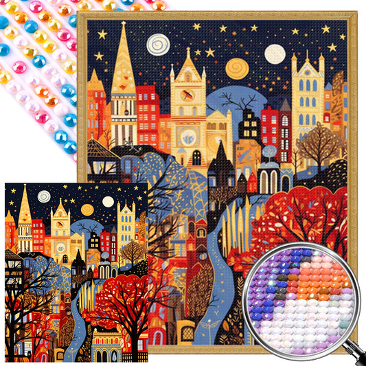Colorful Houses - Full AB Round Drill Diamond Painting 40*50CM