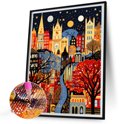 Colorful Houses - Full AB Round Drill Diamond Painting 40*50CM