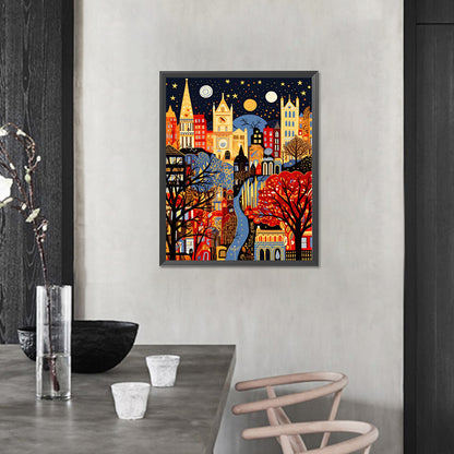 Colorful Houses - Full AB Round Drill Diamond Painting 40*50CM