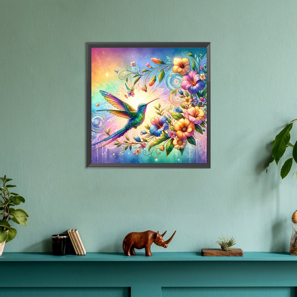 Flowers Hummingbird - Full Round Drill Diamond Painting 30*30CM