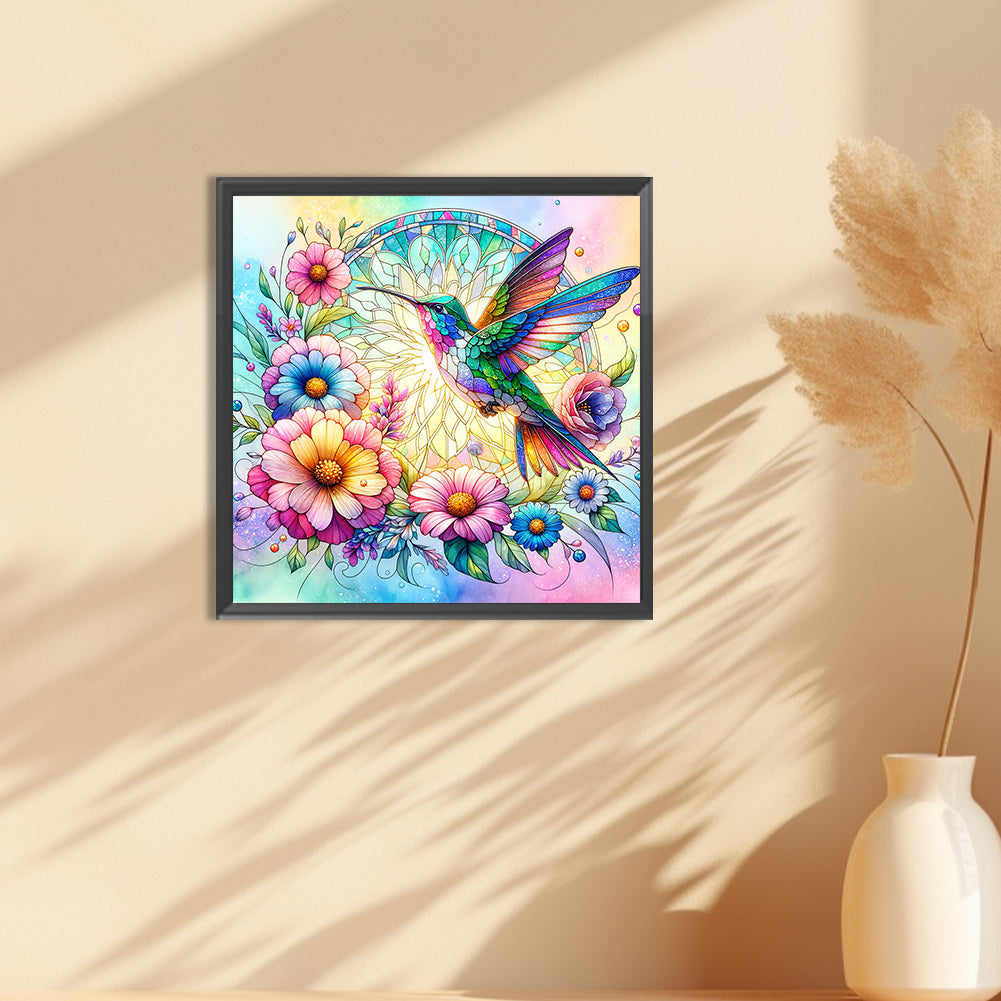 Flowers Hummingbird - Full Round Drill Diamond Painting 30*30CM
