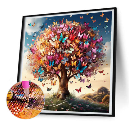 Colorful Butterfly Sacred Tree - Full Round Drill Diamond Painting 30*30CM