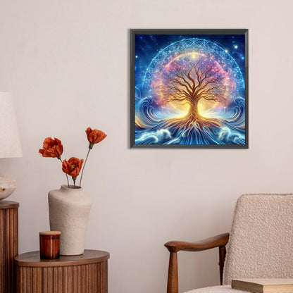 Beautiful Starry Sky Sacred Tree - Full Round Drill Diamond Painting 30*30CM